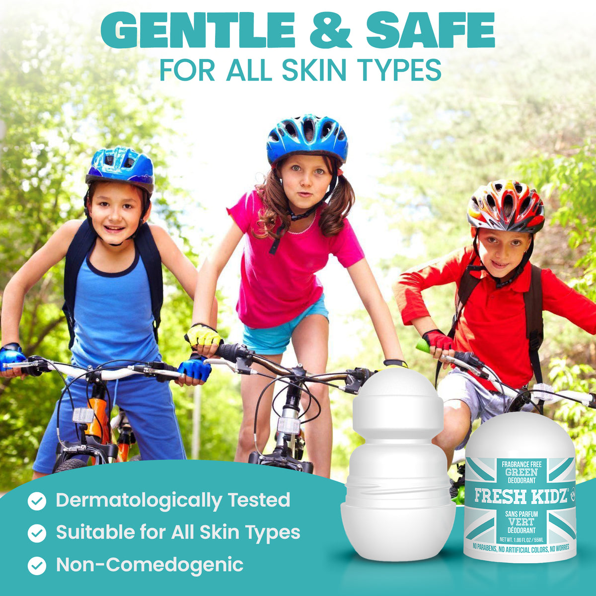 Fresh Kidz Green Fragrance-Free Roll-On Deodorant, 1.86 fl. oz.