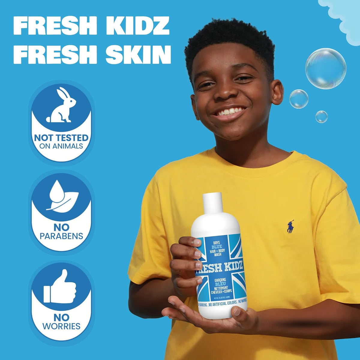 Fresh Kidz Boys Blue Body Wash + 2 Roll-On Deodorant Combo