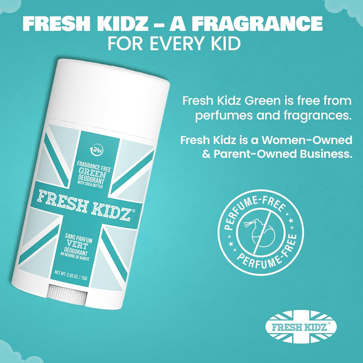 Fresh Kidz Green Fragrance-Free Stick Deodorant, 2.65 fl. oz.