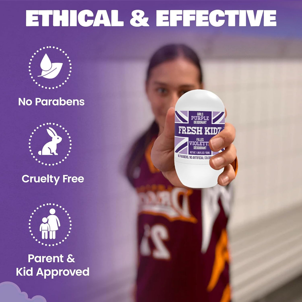 Fresh Kidz Girls Purple Roll-On Deodorant, 1.86 fl. oz.