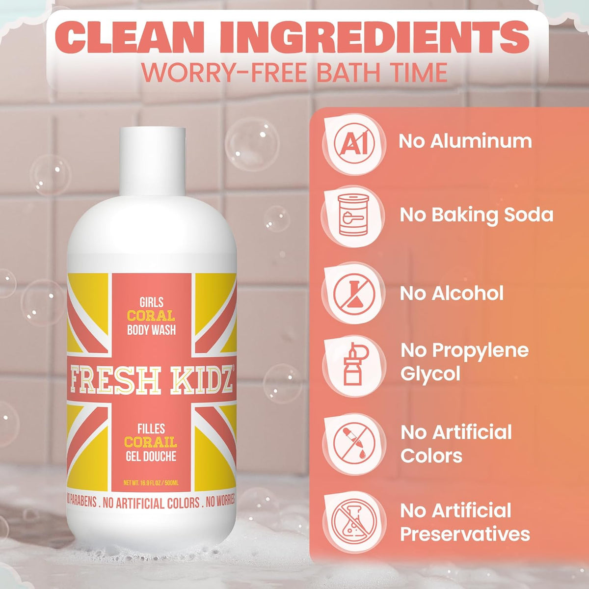 Fresh Kidz Girls Coral Body Wash, 16.9 fl. oz.