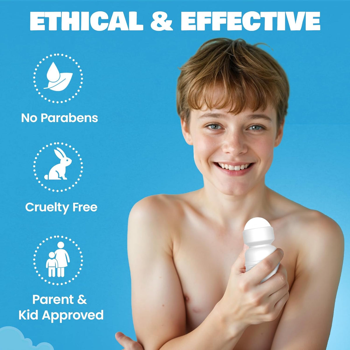 Fresh Kidz Boys Blue Roll-On Deodorant, 1.86 fl. oz. (3-PACK COMBO)