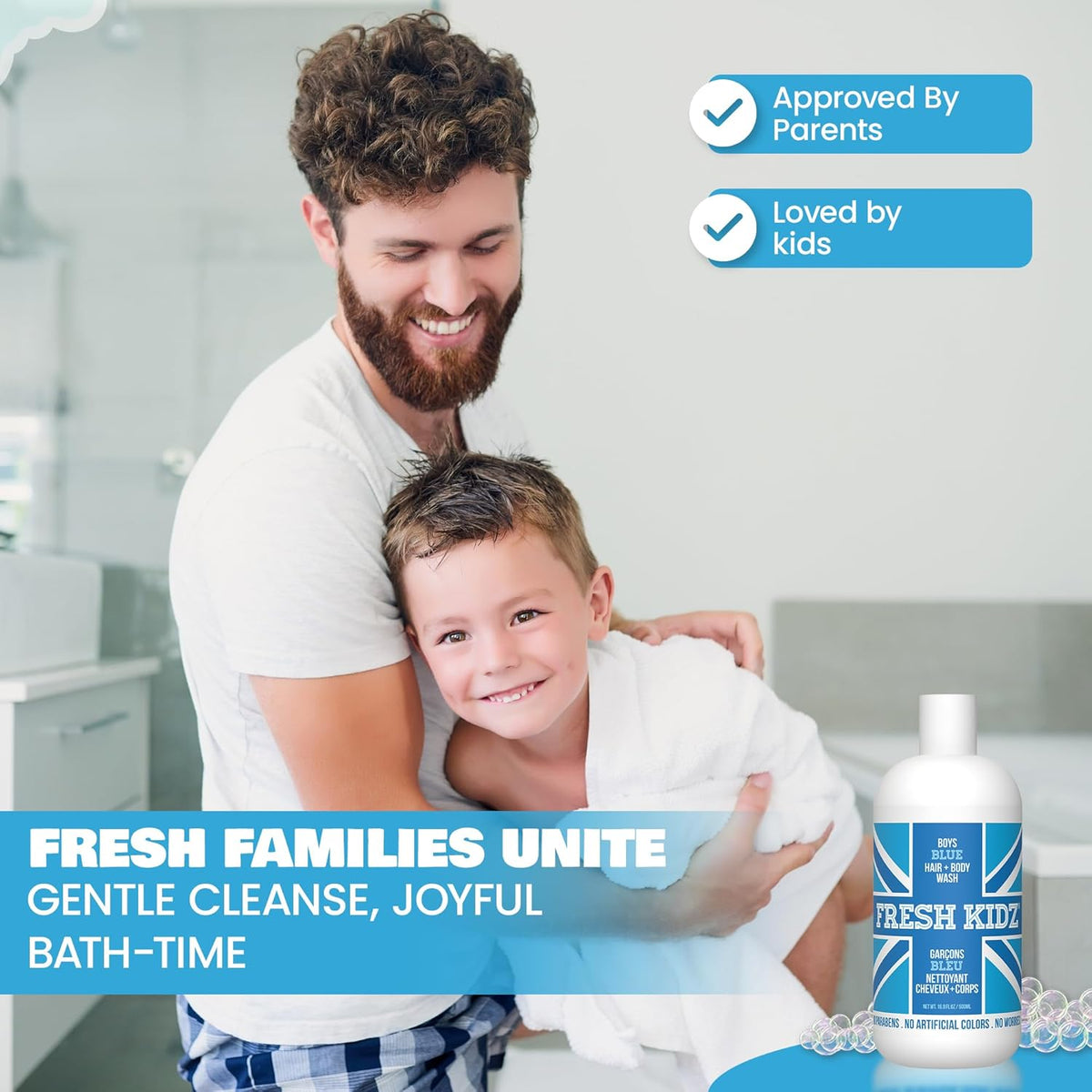 Fresh Kidz Boys Blue Body Wash + 2 Roll-On Deodorant Combo