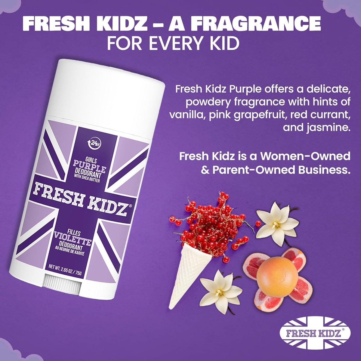 Fresh Kidz Girls Purple Stick Deodorant, 2.65 fl. oz.