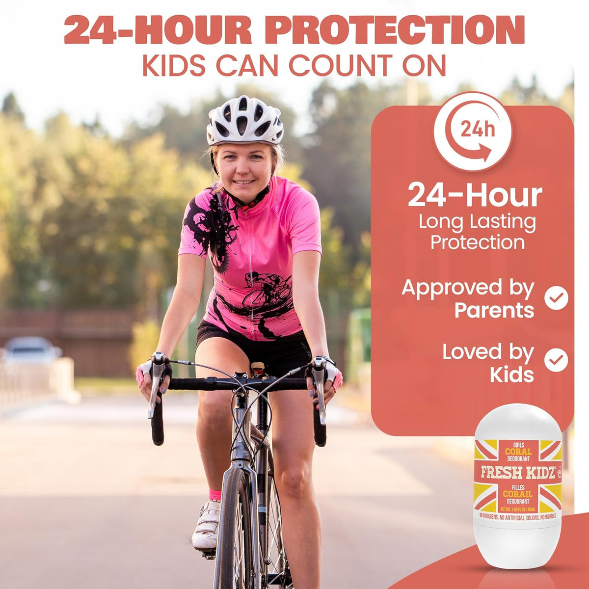 Fresh Kidz Girls Coral Roll-On Deodorant, 1.86 fl. oz.