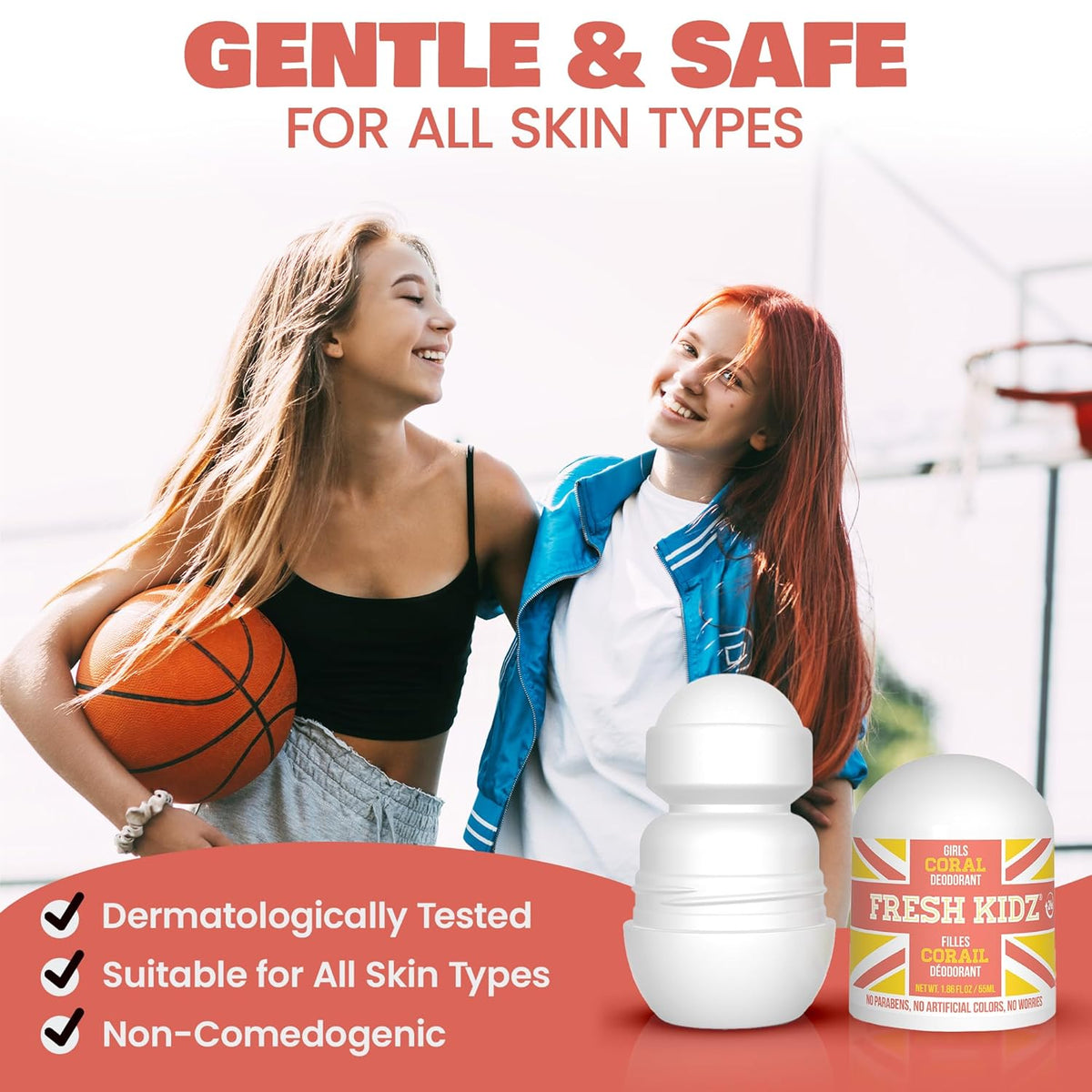 Fresh Kidz Girls Coral Roll-On Deodorant, 1.86 fl. oz.