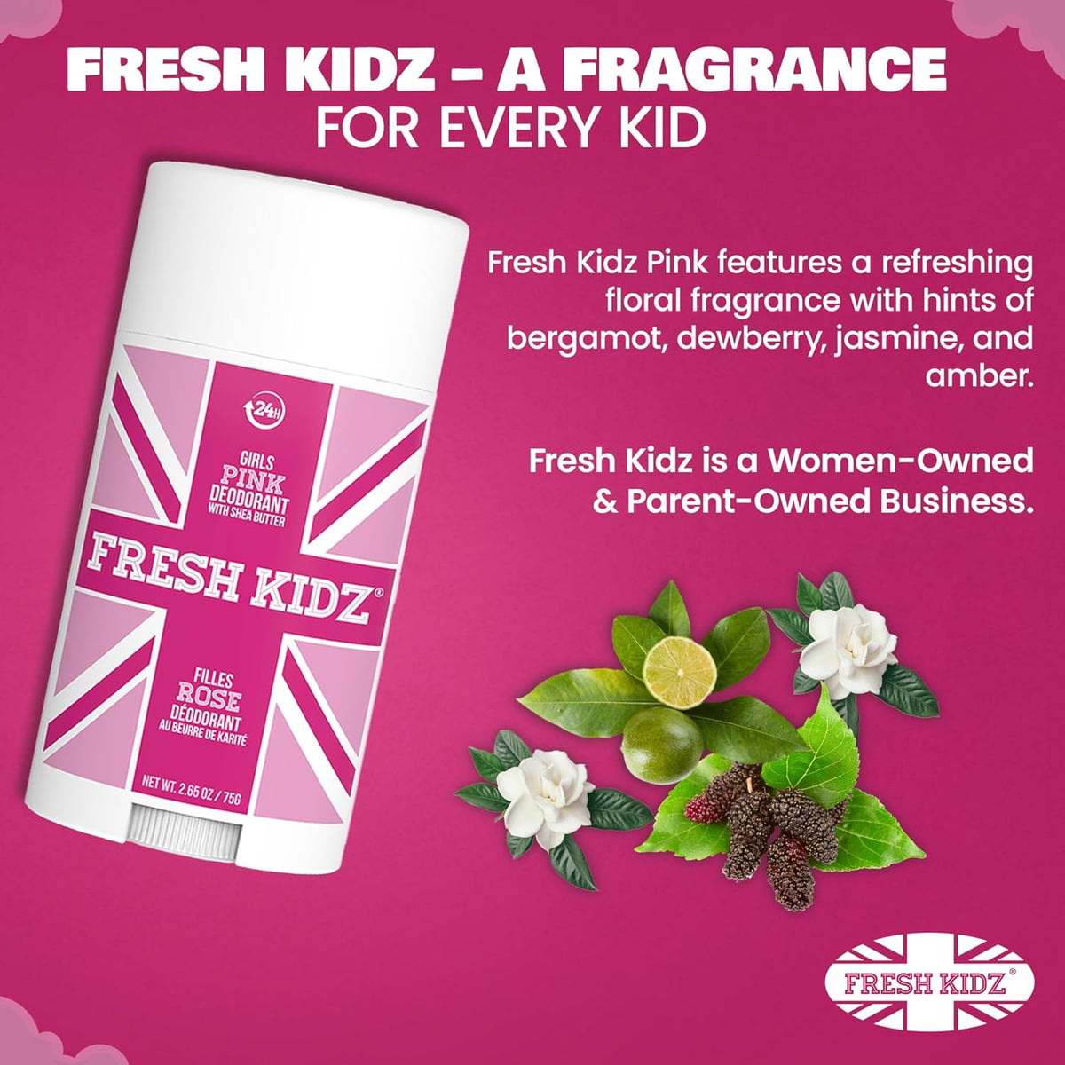 Fresh Kidz Girls Pink Stick Deodorant, 2.65 fl. oz.