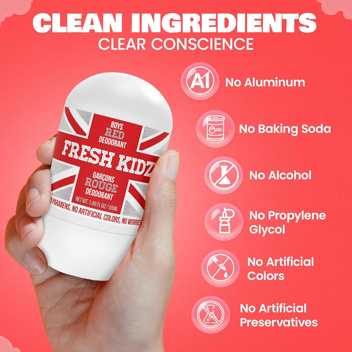Fresh Kidz Boys Red Roll-On Deodorant, 1.86 fl. oz.
