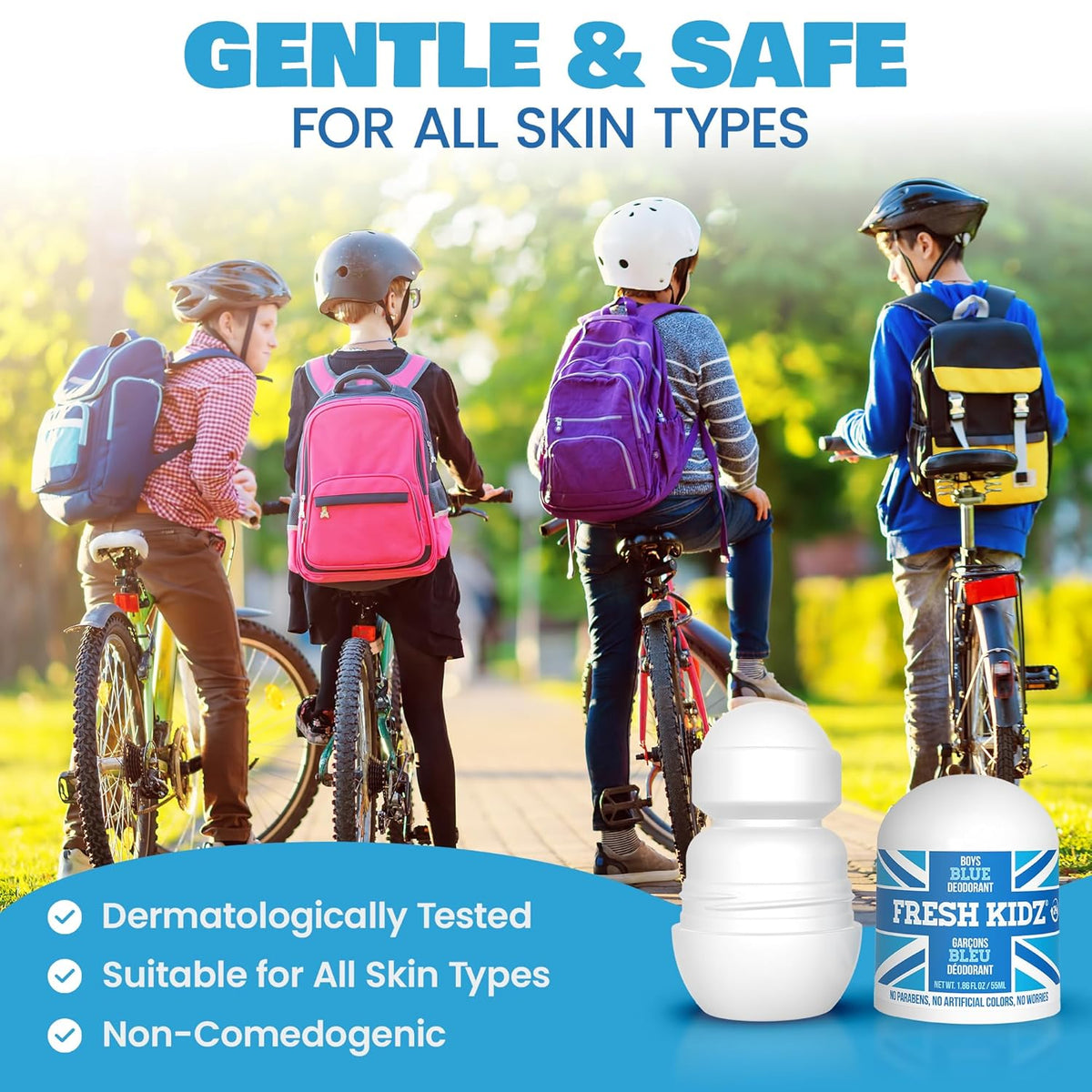 Fresh Kidz Boys Blue Roll-On Deodorant, 1.86 fl. oz. (3-PACK COMBO)