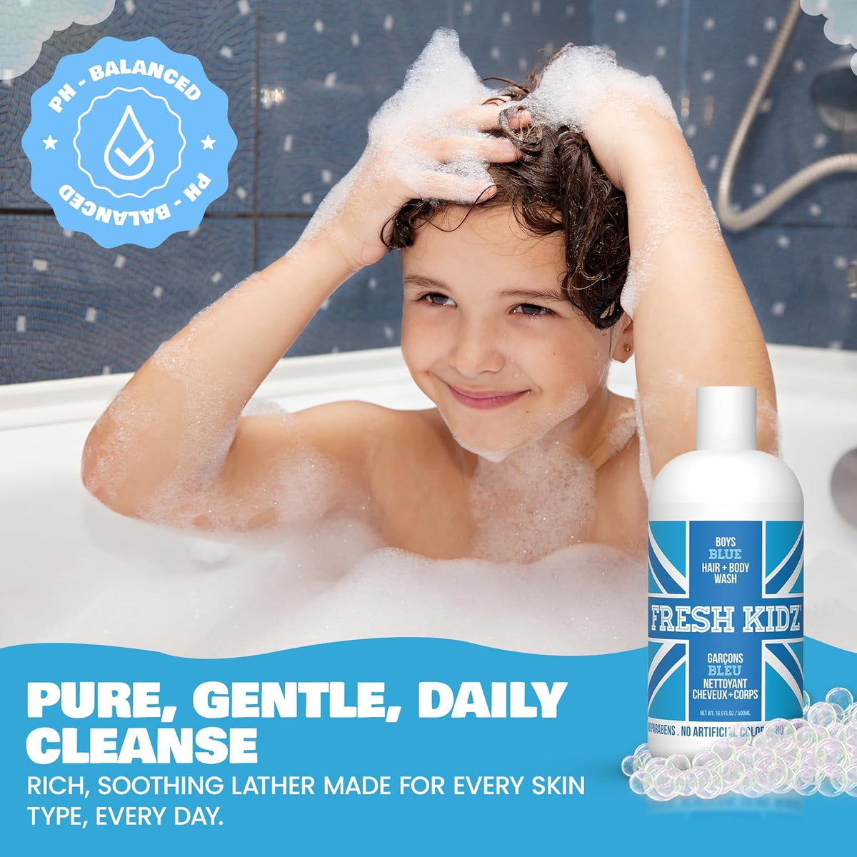Fresh Kidz Boys Blue Body Wash + 2 Roll-On Deodorant Combo