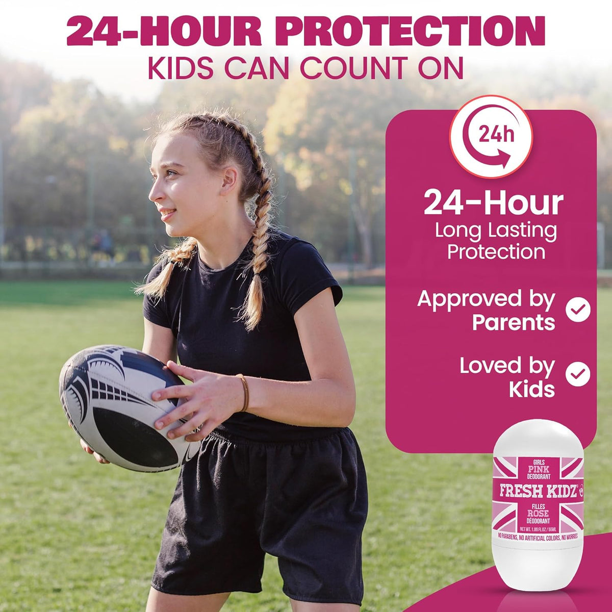 Fresh Kidz Girls Pink Roll-On Deodorant, 1.86 fl. oz.