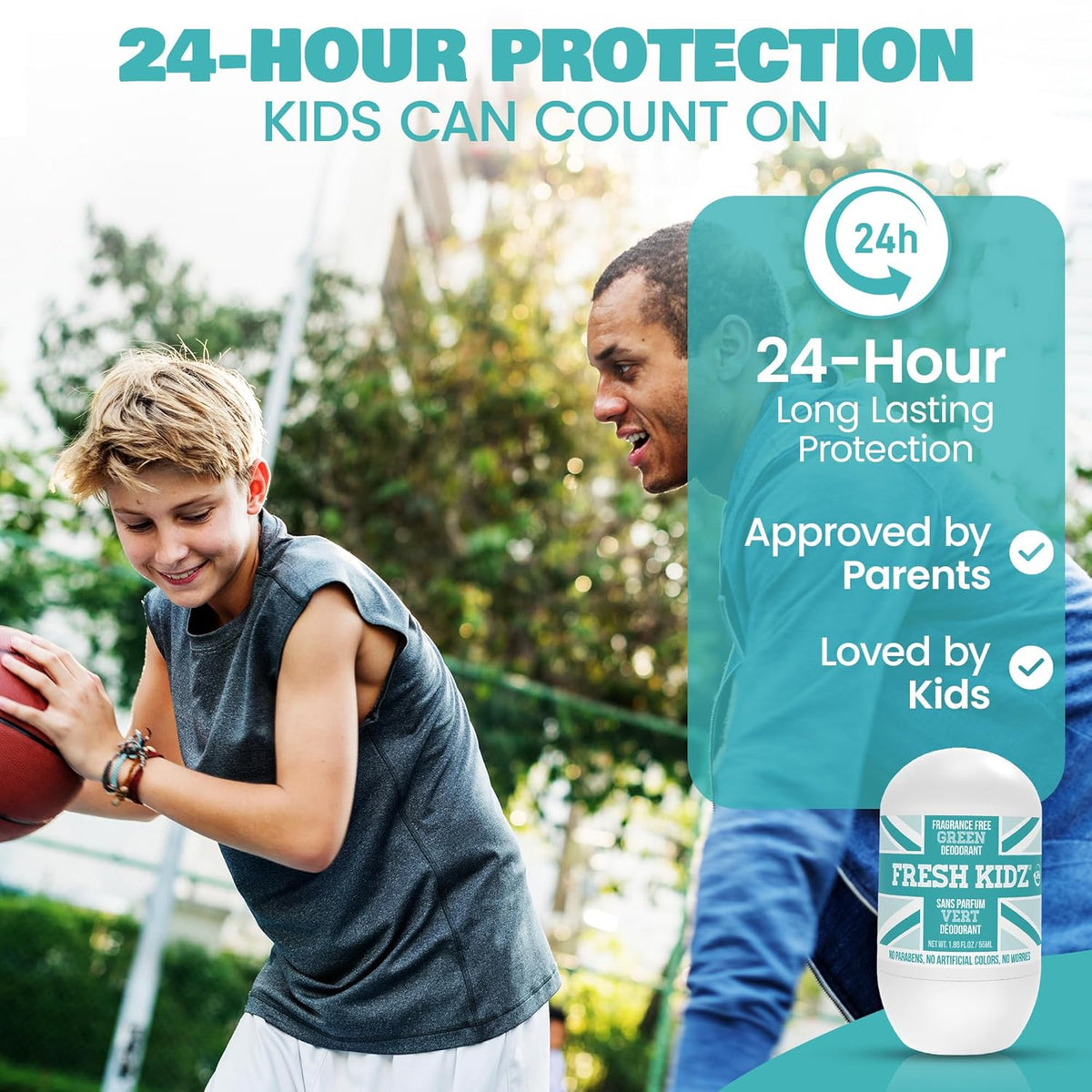 Fresh Kidz Green Fragrance-Free Roll-On Deodorant, 1.86 fl. oz.