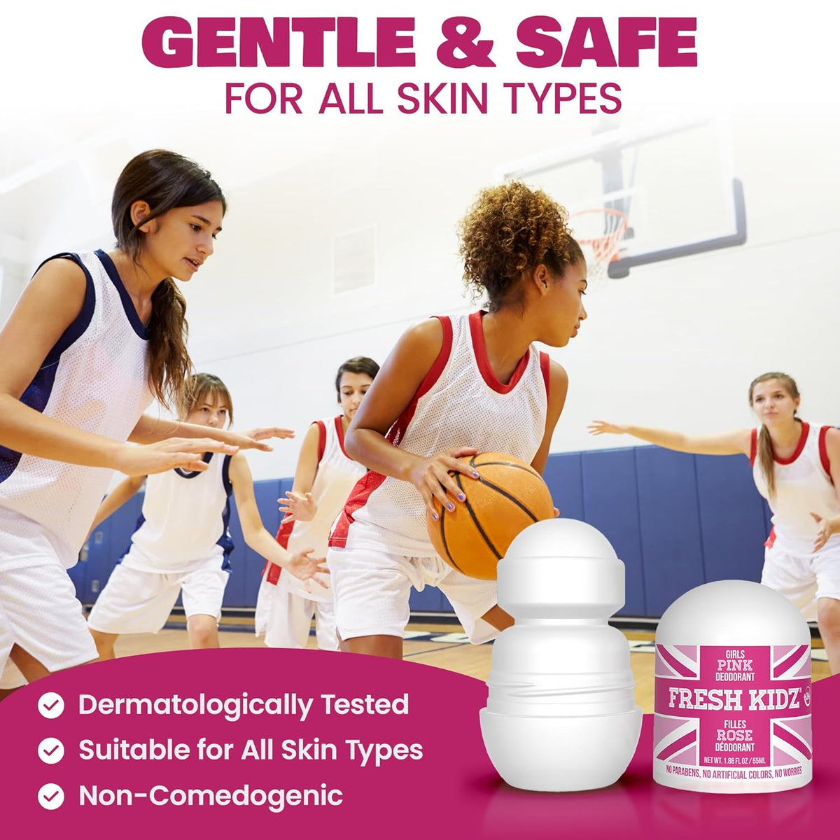 Fresh Kidz Girls Pink Roll-On Deodorant, 1.86 fl. oz.