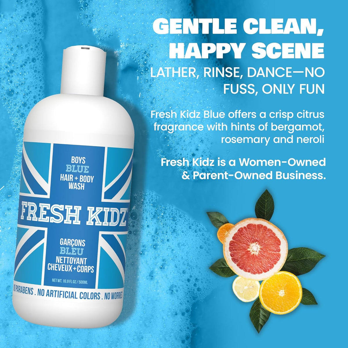 Fresh Kidz Boys Blue Body Wash + 2 Roll-On Deodorant Combo