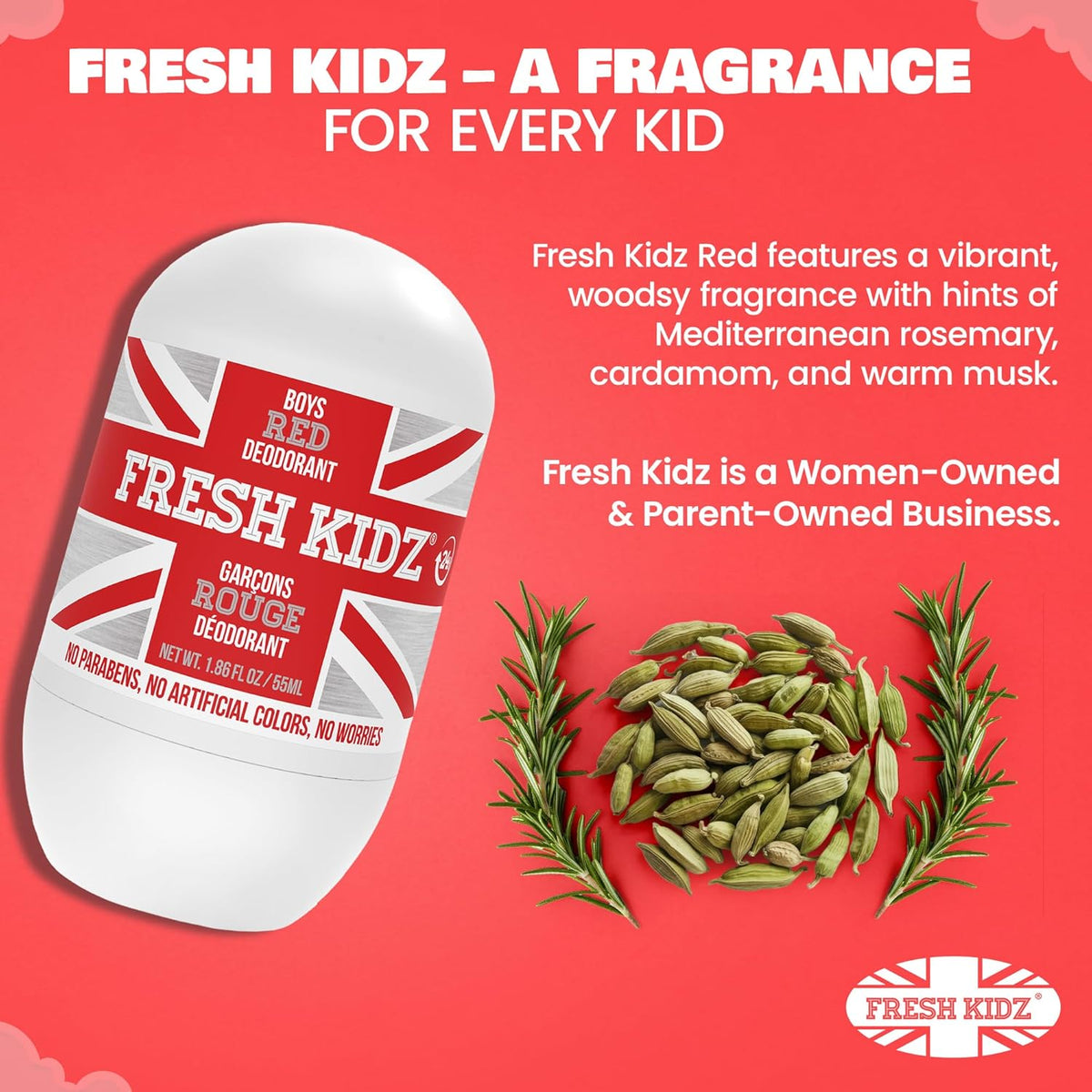 Fresh Kidz Boys Red Roll-On Deodorant, 1.86 fl. oz.