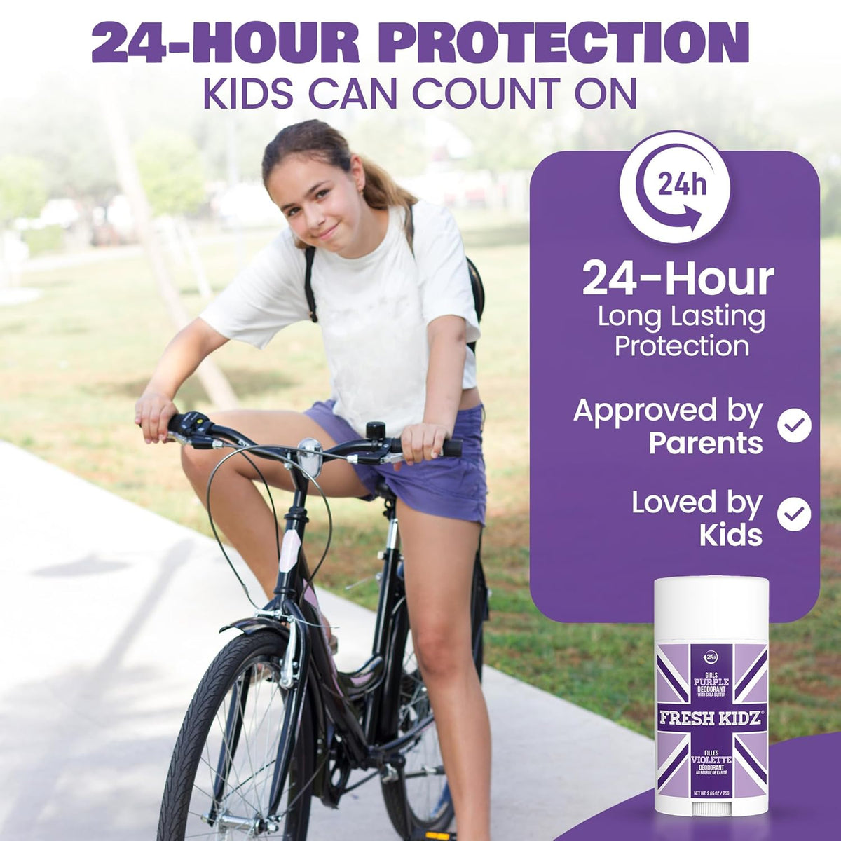 Fresh Kidz Girls Purple Stick Deodorant, 2.65 fl. oz.