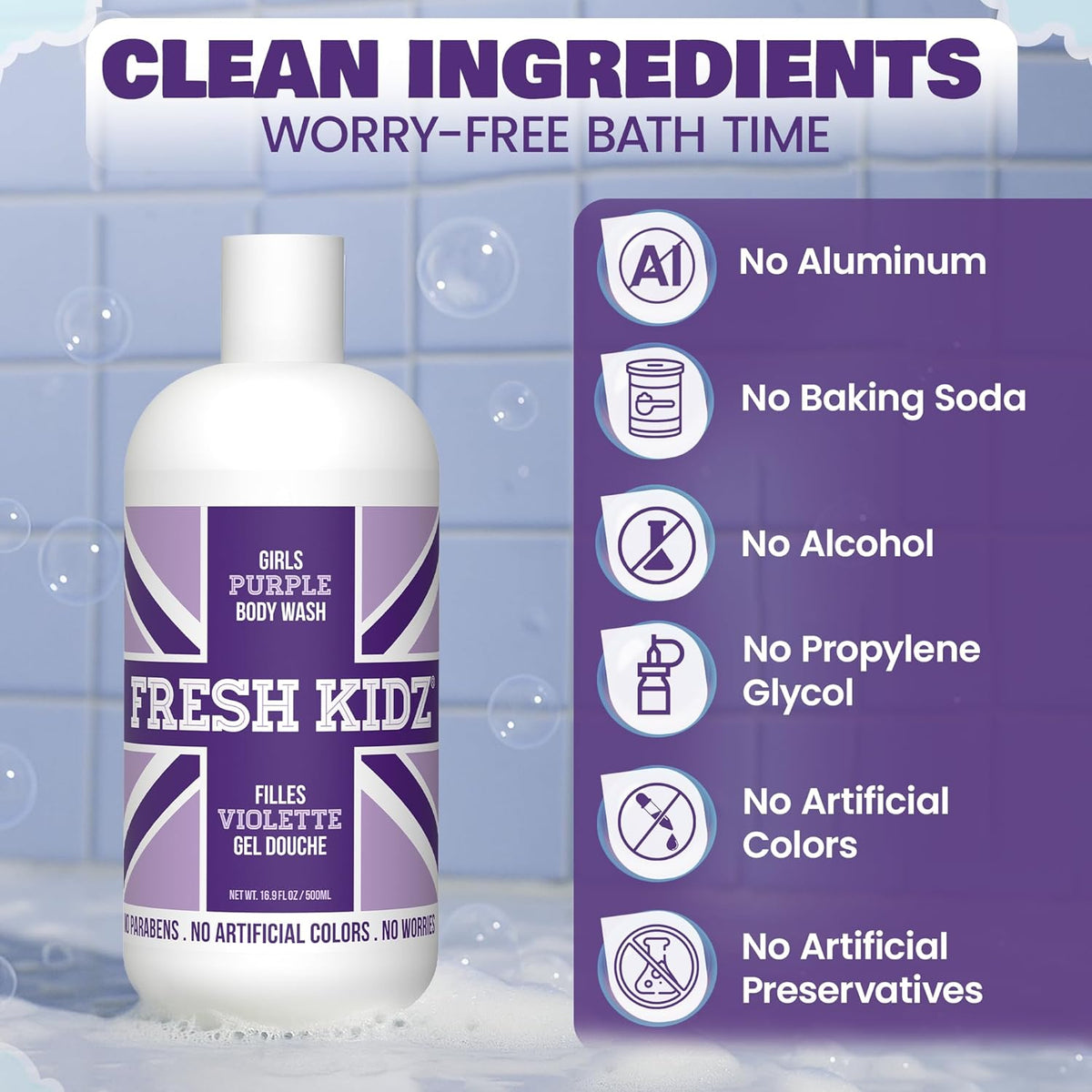 Fresh Kidz Girls Purple Body Wash, 16.9 Fl. oz.