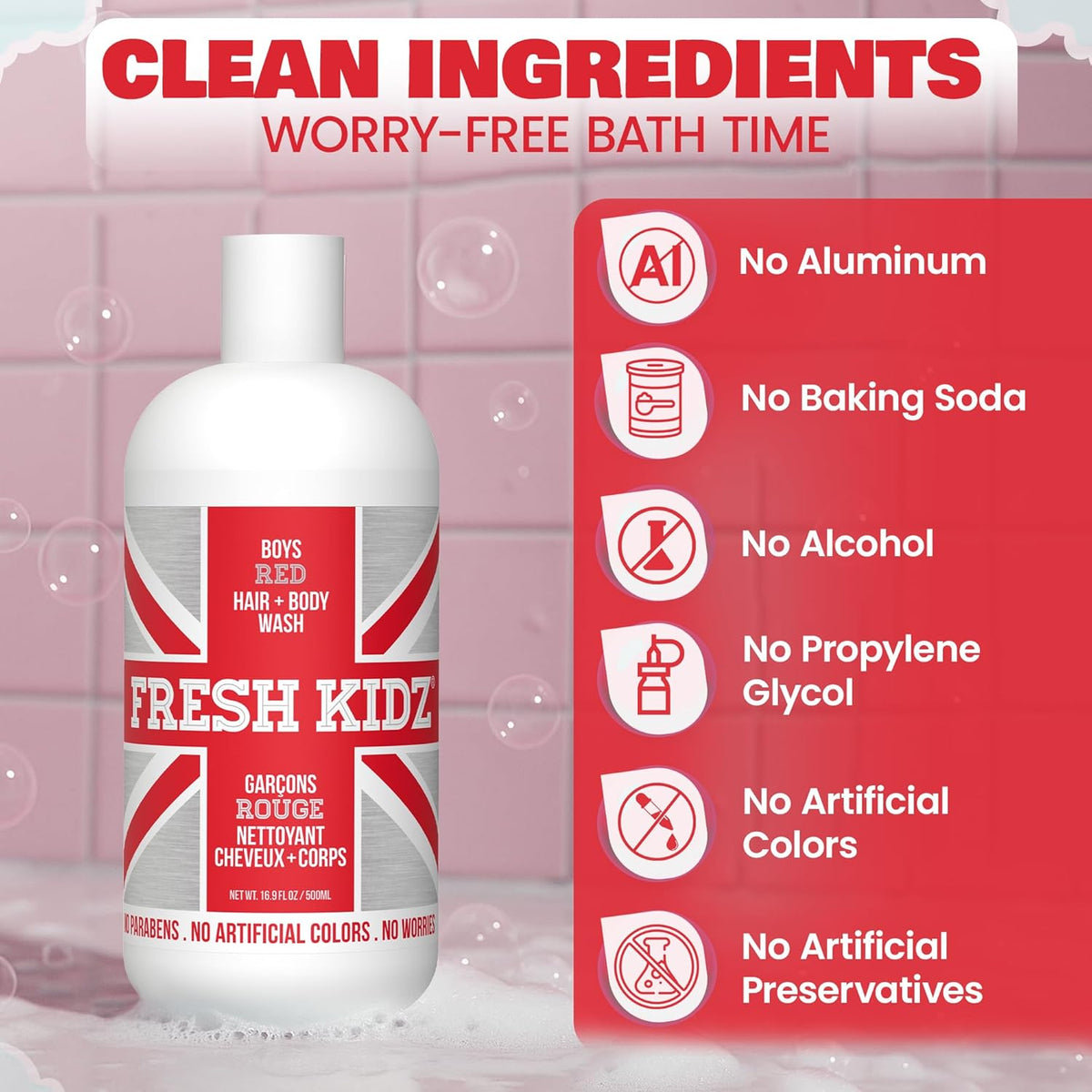 Fresh Kidz Boys Red Body Wash + Shampoo, 16.9 fl. oz.