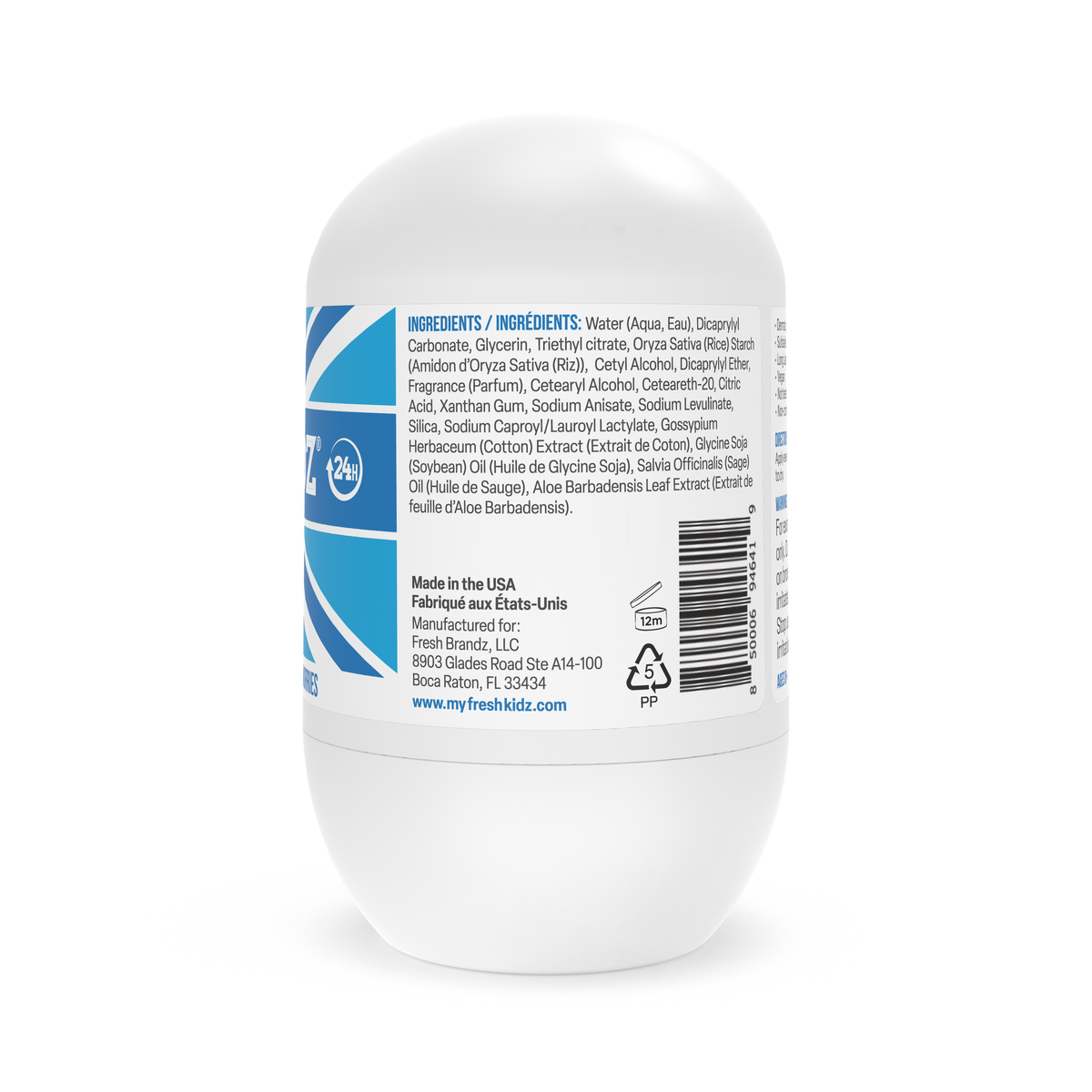 Fresh Kidz Boys Blue Roll-On Deodorant, 1.86 fl. oz. (3-PACK COMBO)