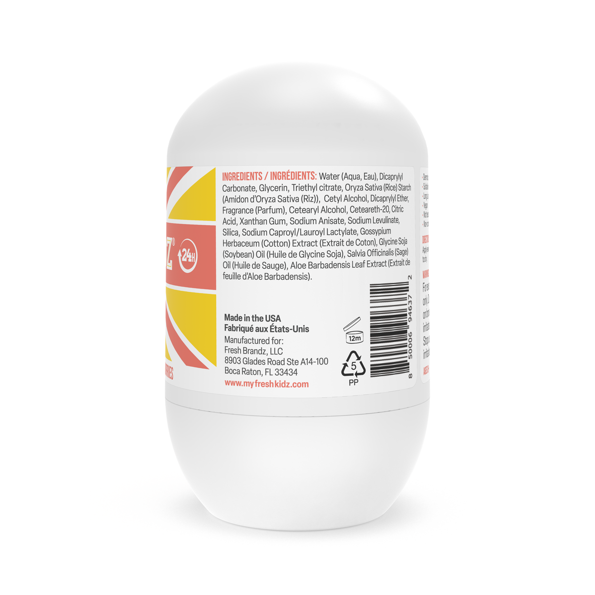 Fresh Kidz Girls Coral Roll-On Deodorant, 1.86 fl. oz.