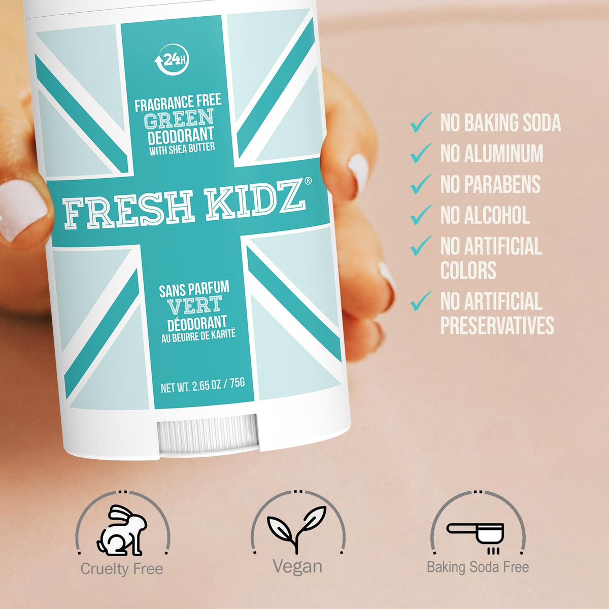 Fresh Kidz Green Fragrance-Free Stick Deodorant, 2.65 fl. oz.