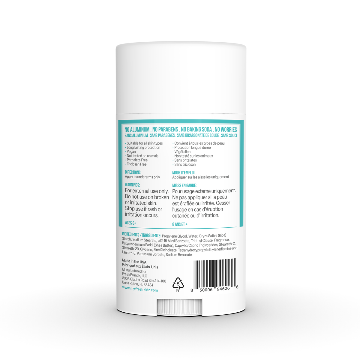 Fresh Kidz Green Fragrance-Free Stick Deodorant, 2.65 fl. oz.