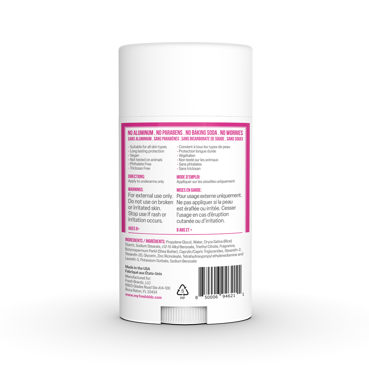 Fresh Kidz Girls Pink Stick Deodorant, 2.65 fl. oz.