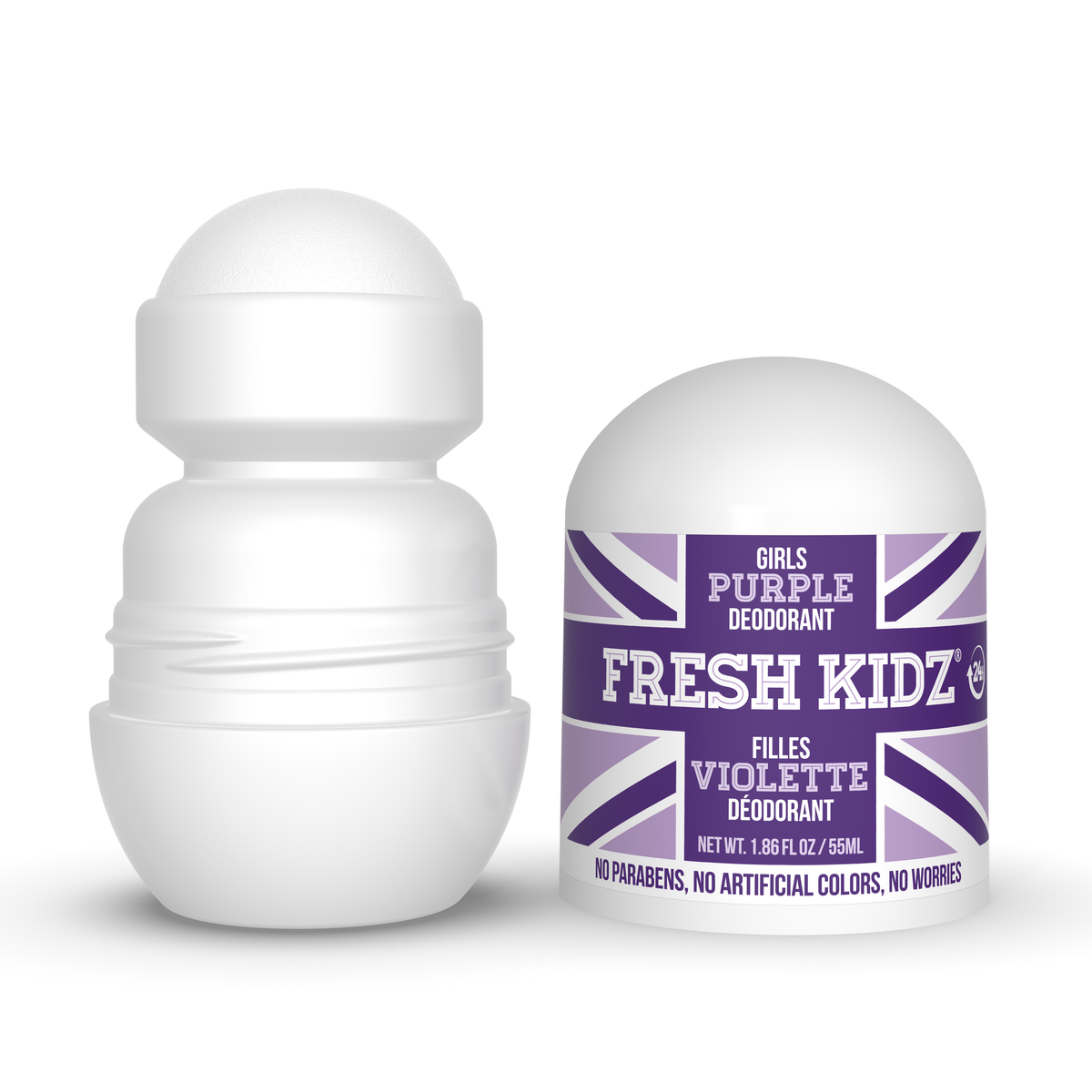 Fresh Kidz Girls Purple Roll-On Deodorant, 1.86 fl. oz. (3-PACK COMBO)
