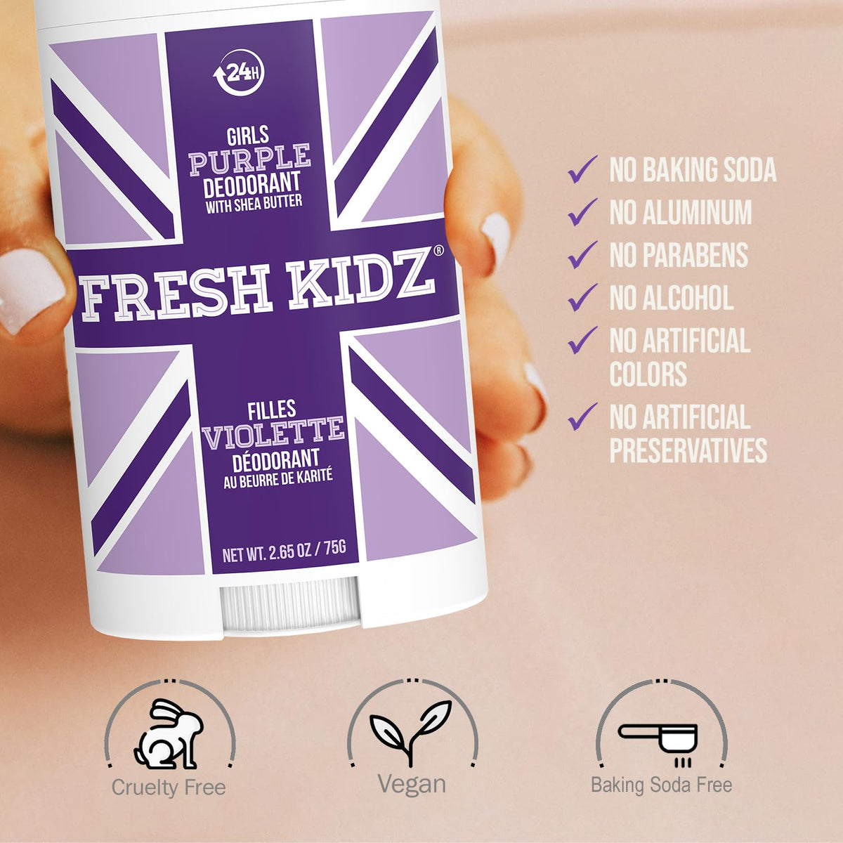 Fresh Kidz Girls Purple Stick Deodorant, 2.65 fl. oz.