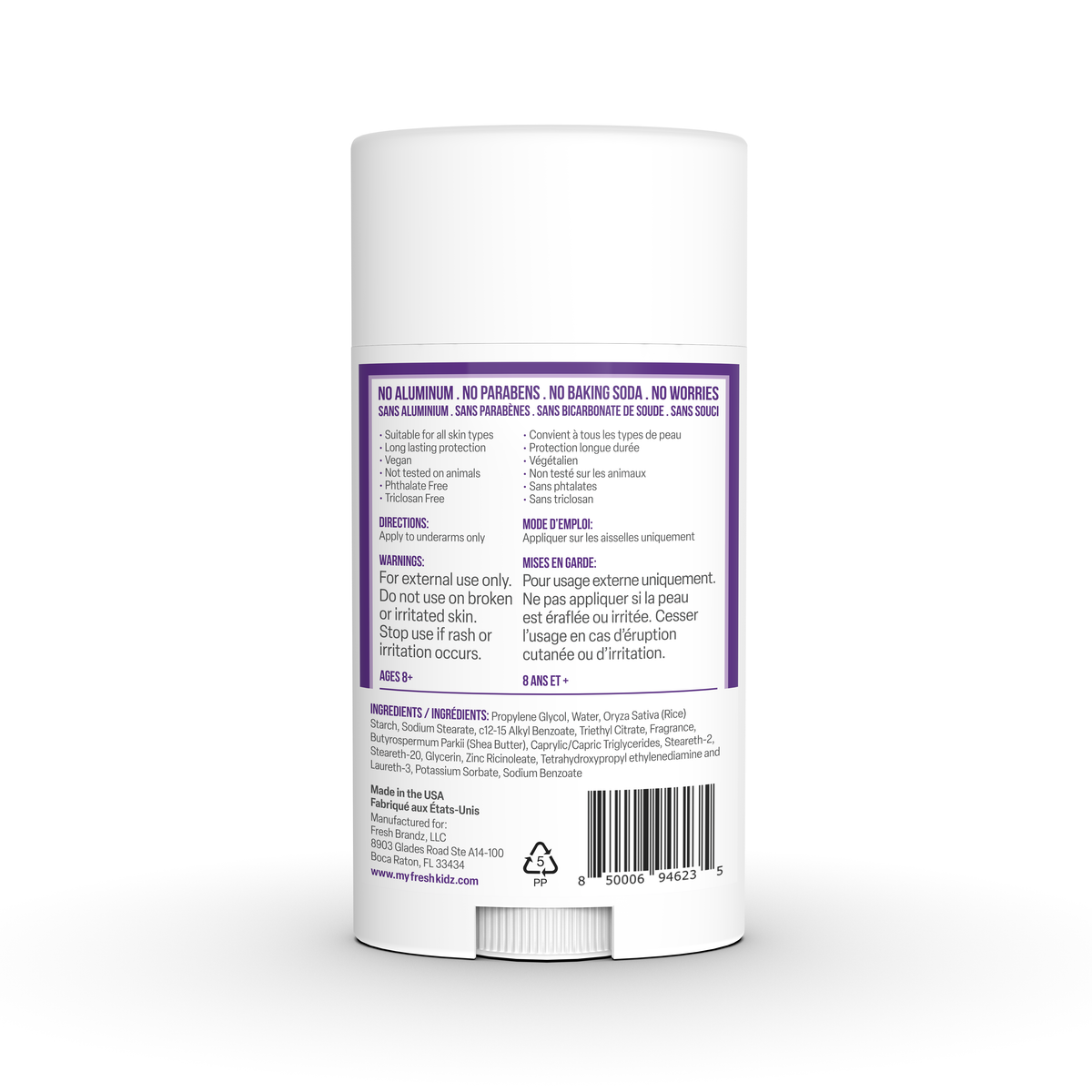 Fresh Kidz Girls Purple Stick Deodorant, 2.65 fl. oz.