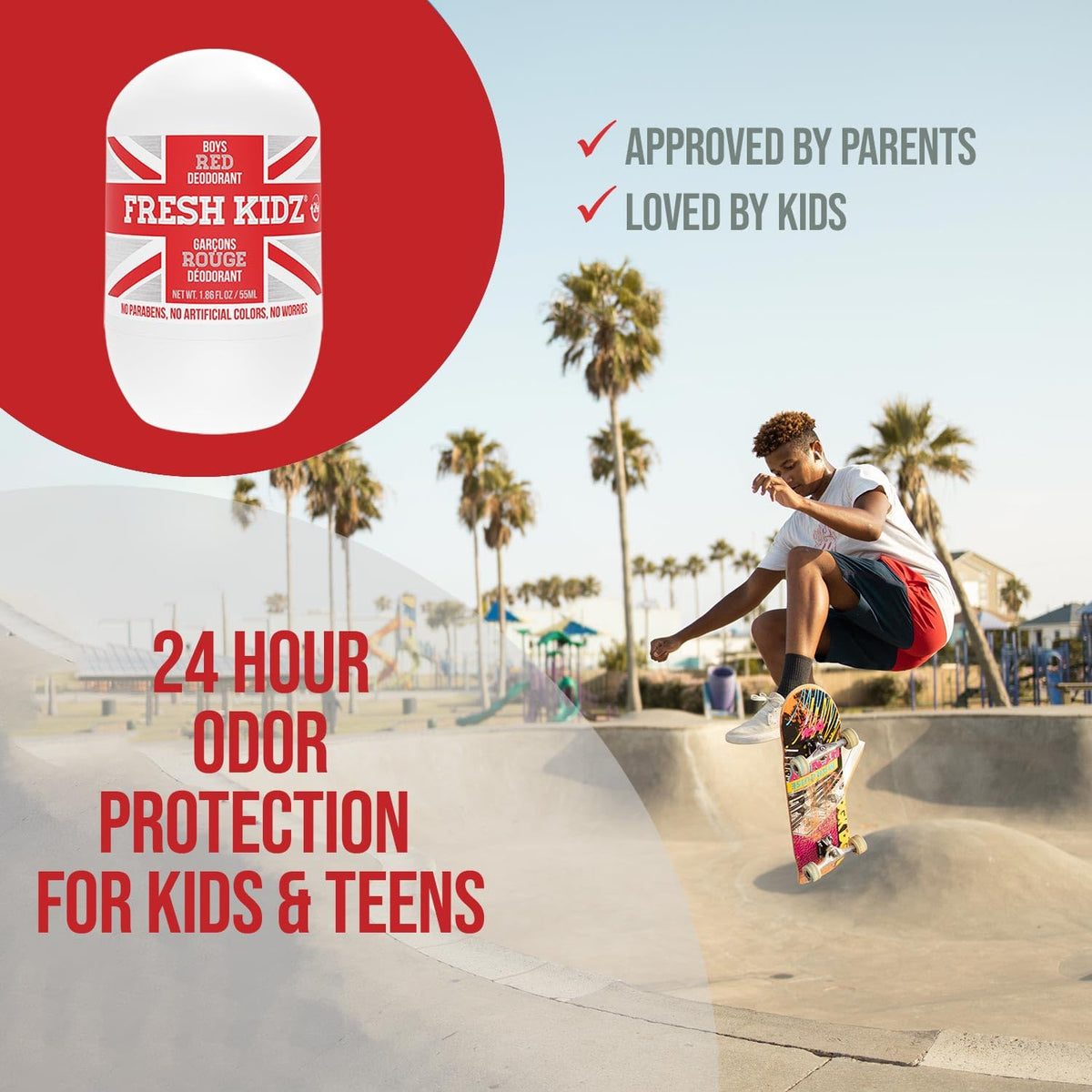 Fresh Kidz Boys Red Roll-On Deodorant, 1.86 fl. oz.